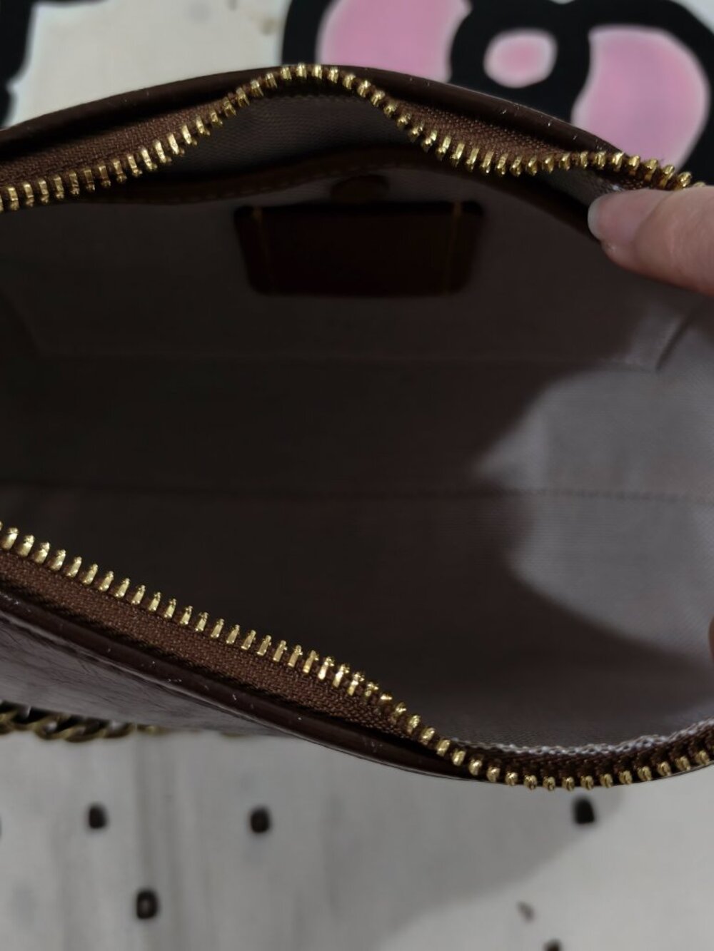 Coach Dark Brown Waxed Leather Chain Shoulder Bag - Picture 9 of 10